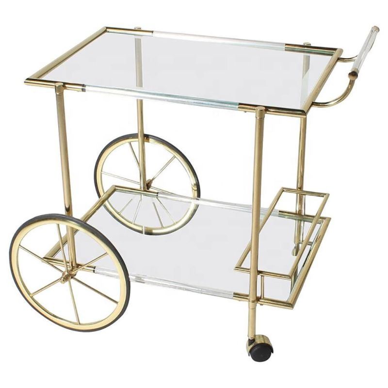 Professional Design Metal Bar Cart Furniture with Wheels for Hotel and Bar