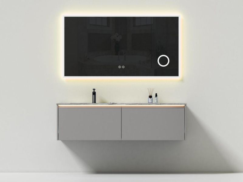 2022 Navy Blue Melamine Bath Vanity with LED Mirror and Shelf