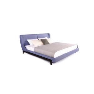Newest Modern Design Fabric Bed with Solid Wood Base