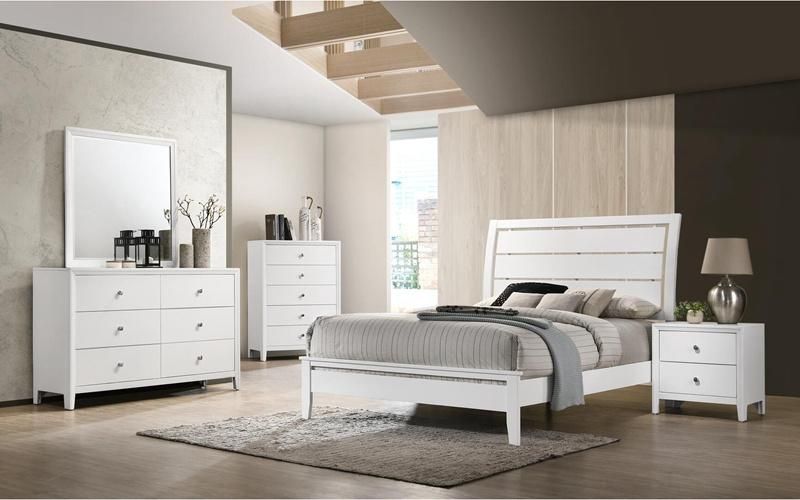 Nova Modern White Wooden Melamine Hotel Home Bedroom Furniture Apartment Queen Bed