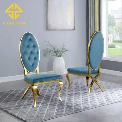 Sawa Luxury Dining Furniture Golden Metal Frame Stainless Steel Steel Pipe Chair PU Leather Wedding Dining Chair