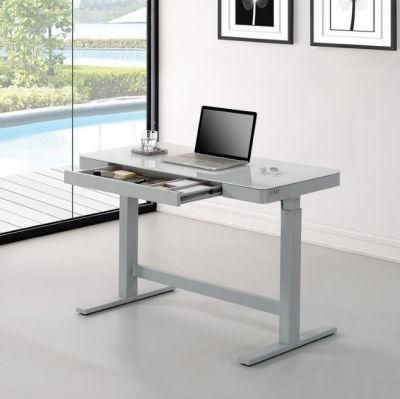 Glass Top Adjustable Height Desk