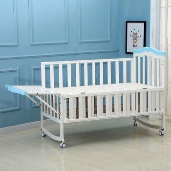 Painted Solid Wood Baby Cot Unique 3 in 1 Baby Furniture with Cradle