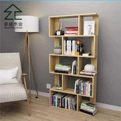 Integrated Desk Wooden Shelves Unit Public Bookcase