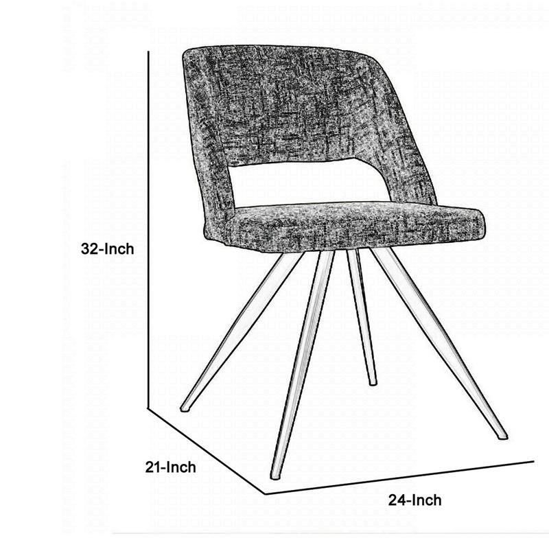 Fabric Upholstered Grey Dining Chair with Cut out Back