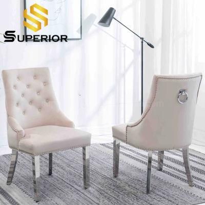 Contemporary Silver Metal High Back Dining Chairs for Home Furniture