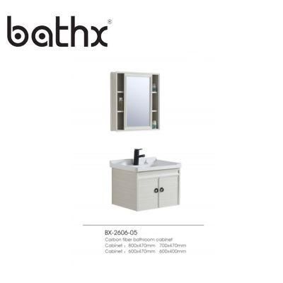 Modern design Wall Mounted Mirror Carbon Fiber Bathroom Basin Vanity Cabinet