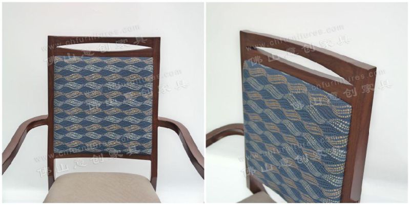 Customized Blue Fabric Backrest Home Hotel Garden Armrest Banquet Chair