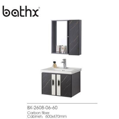 Modern Style Hotel Furniture High Quality Wall-Mounted White Carbon Fiber Bathroom Sink Cabinet