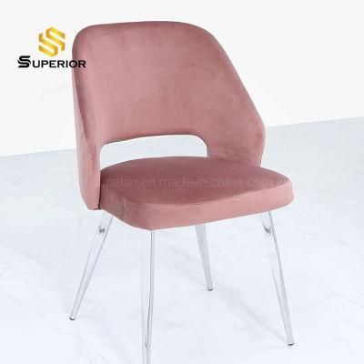 Low Back Velvet Dining Chairs with Stainless Steel Legs