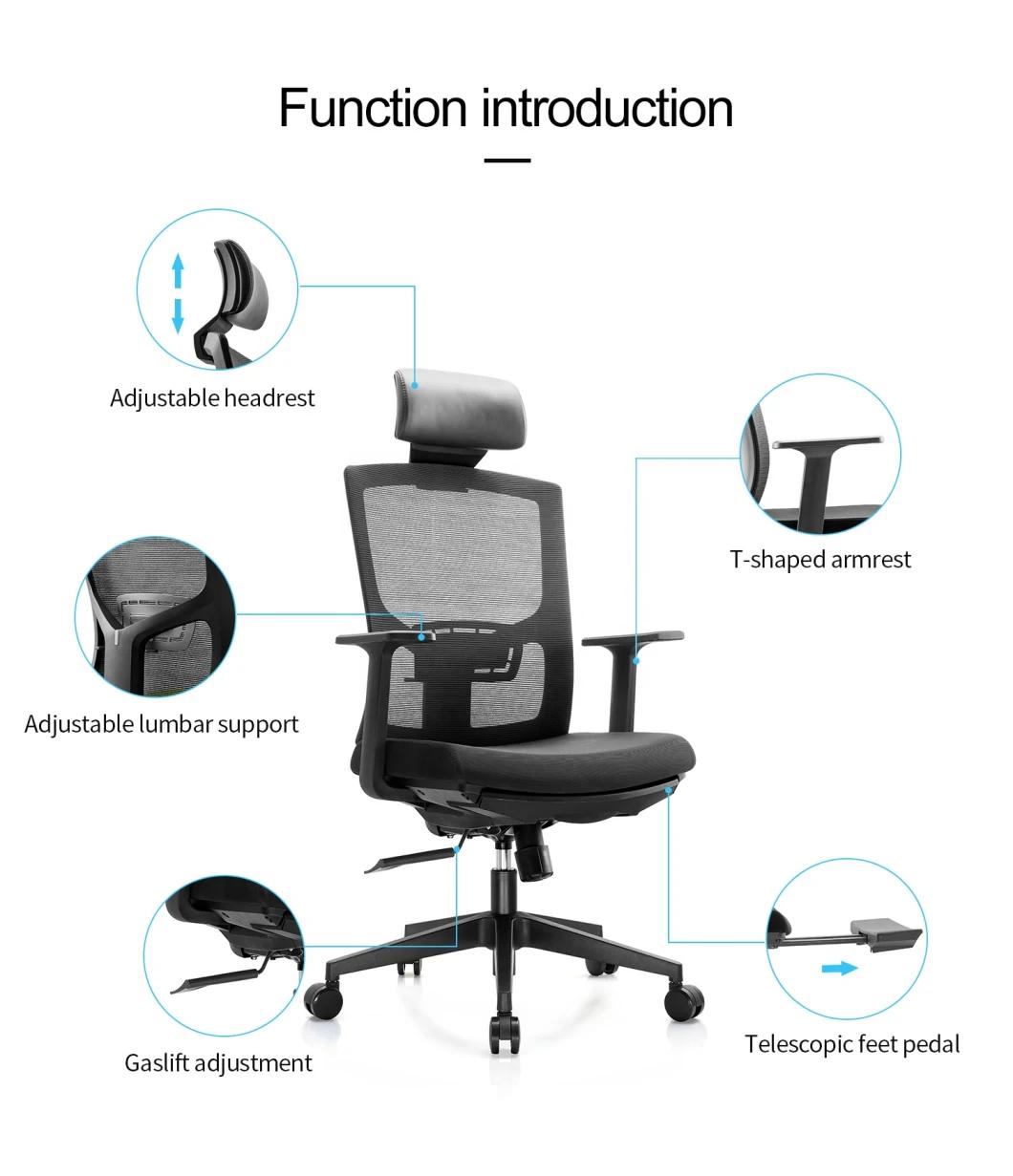High Quality Free Sample Black Ergonomic Plastic Recliner Swivel Mesh Back Desk Office Gaming Computer Staff Chair Furniture with Bimfa Certificates