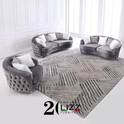 European Modern Design Living Room Furniture Velvet /Linen Fabric Leisure Sofa with Coffee Table