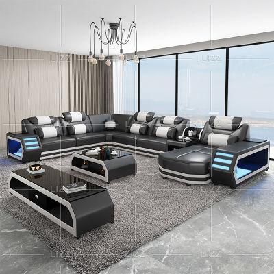Commercial Modern Style Simple Design Home Office Leisure Decor Black Genuine Leather Sofa