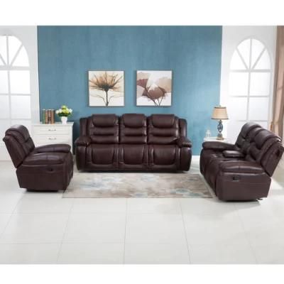 Living Room Reclining Chair Sofa with Console and Lay Down Table Modern Home Furniture Leather Sofa Set1+2+3