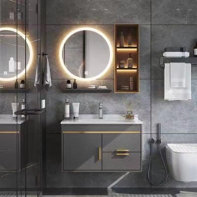 Light Luxury Rock Plate Bathroom Furniture Modern Simple Toilet Wash Wash Face Hand Basin Cabinet Combination Bathroom Intelligent Mirror