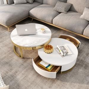 Modern White Marble Top Coffee Table