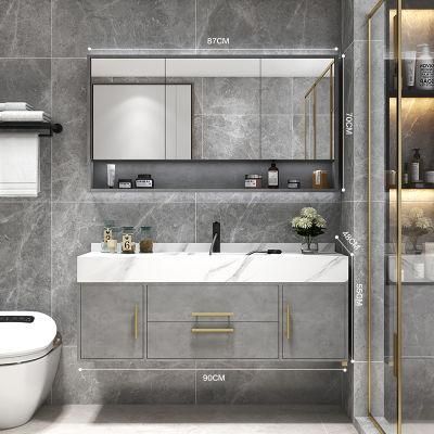 Exquisite Exterior Design White Wall Mounted Irregular Design Bathroom Vanity Cabinet