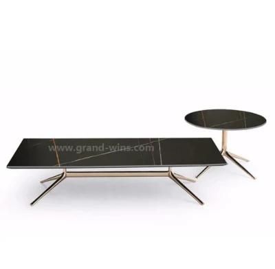 2021 Hot Sale High Quality Modern Luxury Living Room Gold-Plated Base Coffee Table