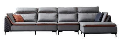 Modern Leisure Leather Sofa for Living Room with Iron Frame