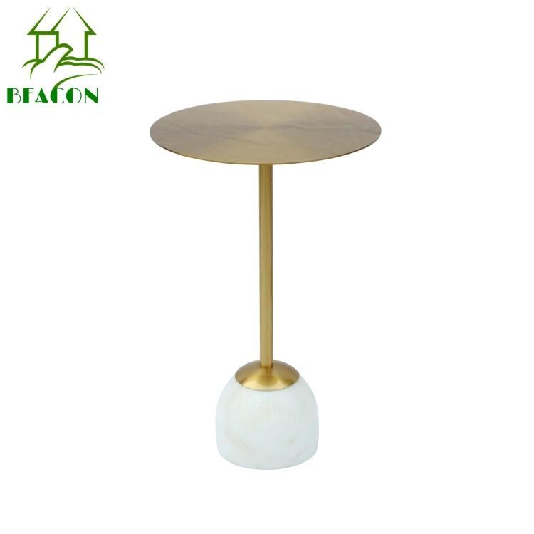 High Quality Modern Small Living Room Furniture Round Marble Steel Tea Table Coffee Table Use Side Table