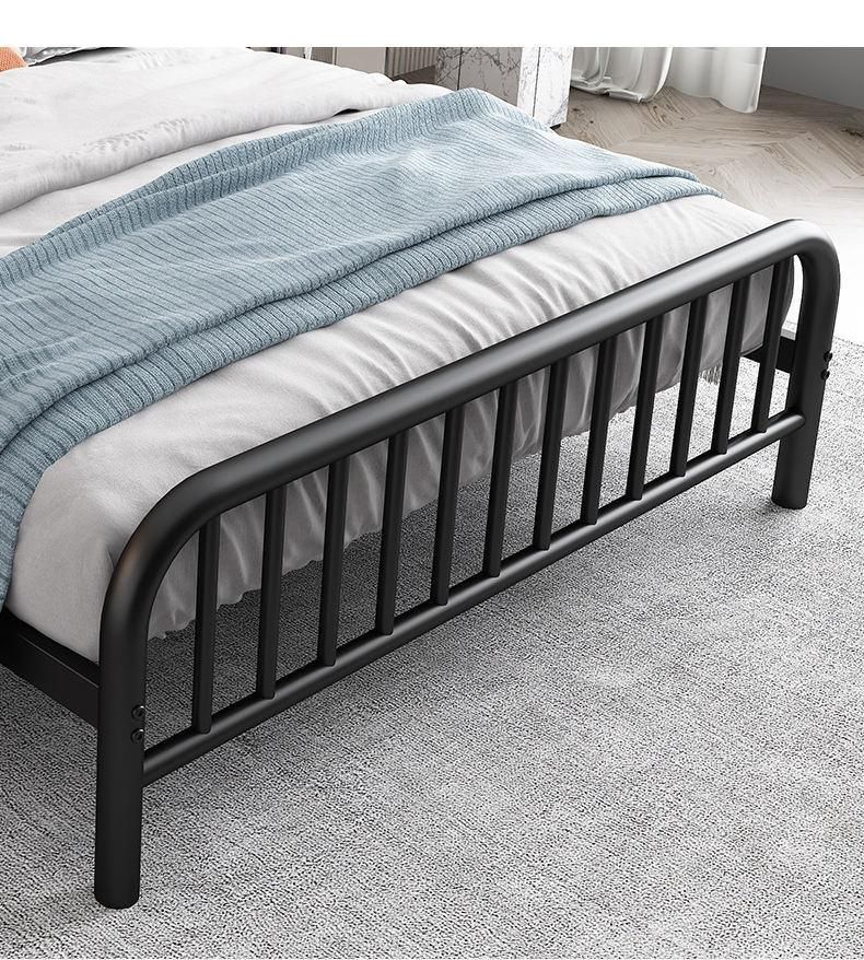 Modern Minimalist Iron Double Bed with Reinforcement Board and Mattress