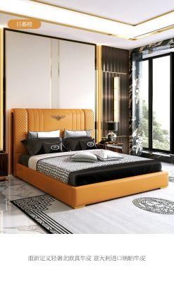 Modern Orange High-Grade Leather Sofa Bed Furniture