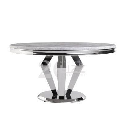 Vintage Silver Stainless Steel Round Table Liivng Room Furniture Nordic Luxury Sintered Stone Coffee Tea Table