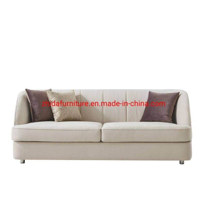 Modern Beige Fabric 3 Seat Living Room Bedroom Sofa for Hotel Lobby