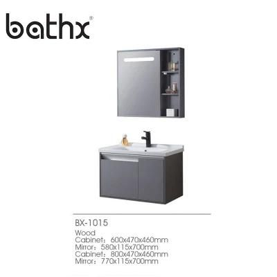European Style Modern White Color Wall-Mounted Ply Wood Bathroom Cabinet with Washing Basin