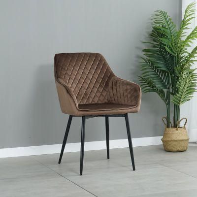 Factory Directly Linen Dining Chair with Black Leg Dining Room Chair