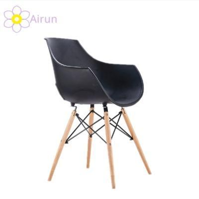 Modern Wooden Legs Dining Black Plastic Chair for Restaurants