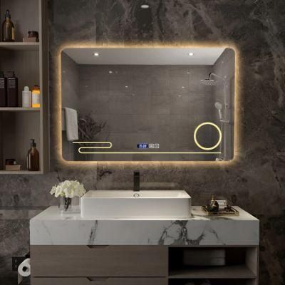 Smart Bathroom Mirror Toilet Square Wall LED Demister with Light Touch Screen Toilet Makeup Mirror