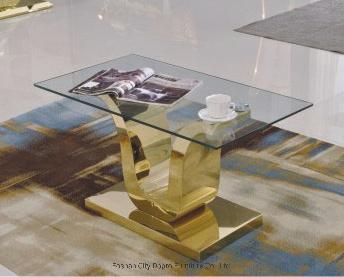 U Shape Tempered Glass Top Golden Center Table for Home Furniture