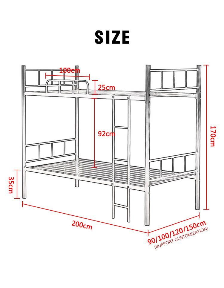 Low Price Modern Metal Iron Bunk Bed Furniture Dorm Bedroom Metal Double Decker Bed