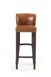 Hotel Furniture Solid Wood Leg Vintage Style Leather Seating Barstool for Bar Saloon