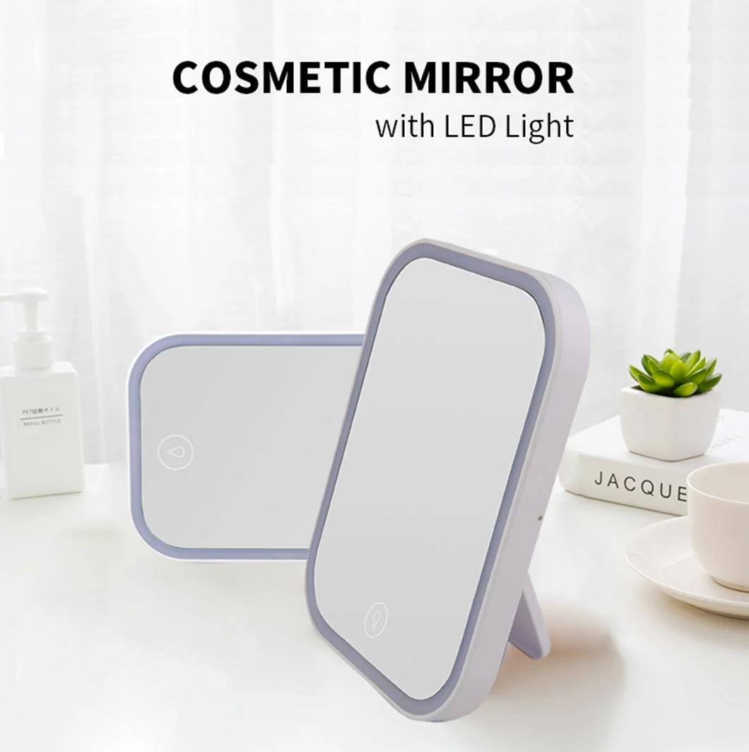Pritech New Design Square Shape LED Light Cosmetic Table Standing Make up Mirror