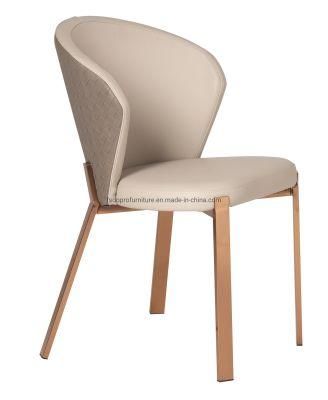 Dopro Modern Stainless Steel Rose Gold PU Dining Chair