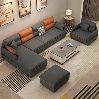 Home Living Room Sofa Small Apartment Nordic Simple Modern Fashion Wash-Free Technology Cloth Straight Row Four People