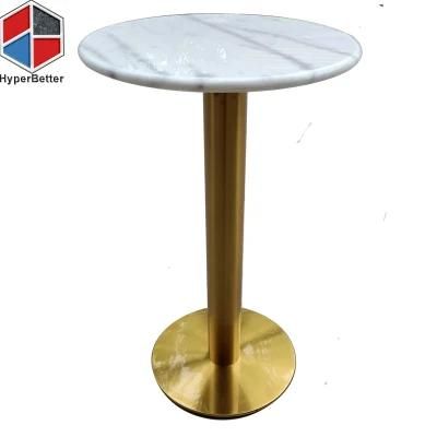 Wholesale 45cm White Marble Small Coffee Table Top Stainless Steel Base Coated Golden