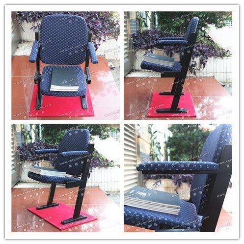 Wholesale Folding Theater Chair with Armrest in Blue Fabric for Auditorium and Church Yc-G66