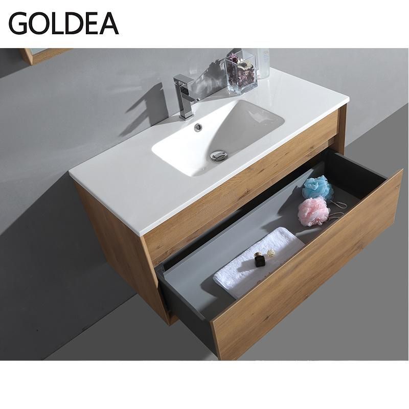 Factory New Modern Goldea Hangzhou Bathroom Cabinet Wooden Basin Mirror Vanity Furniture