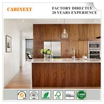 Customized High End Wood Veneer and White Paint Kitchen Cabinet