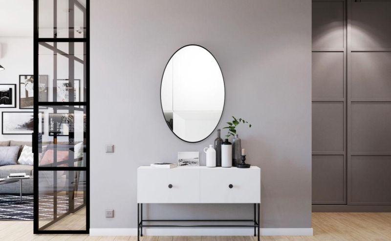Stainless Steel Wall Decorative Bathroom Glass Frame Mirror Black Steel Frame Mirror for Bathroom
