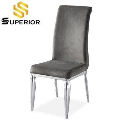 Wholesale Luxury Velvet Silver Metal Dining Chair Made in China