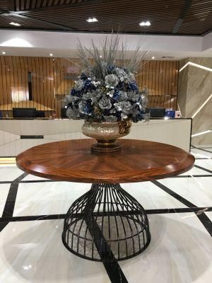 Manufactory for Good Design and Nice Hotel Furniture of Wooden Stainless Steel Flower Table Console Counter Table Reception Table