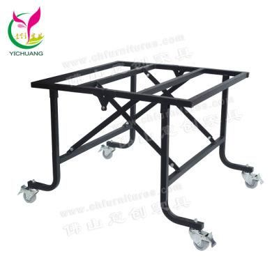 Foshan Wholesale Black Folding Table Frame with Wheel Yc-Ts154-01