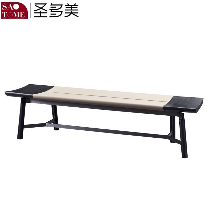 Modern Hotel Furniture Black Wooden Fabric Bed Bench