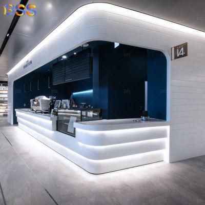 High-Design Cafe Shop White Fruit Juice Bar Counter