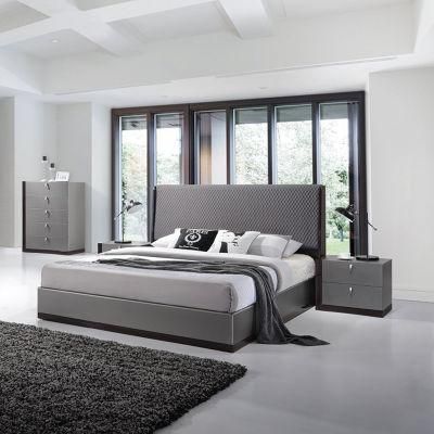 OEM/ODM High Quality Home Furniture Set Glossy Melamine King Size Bed Bedroom Furniture