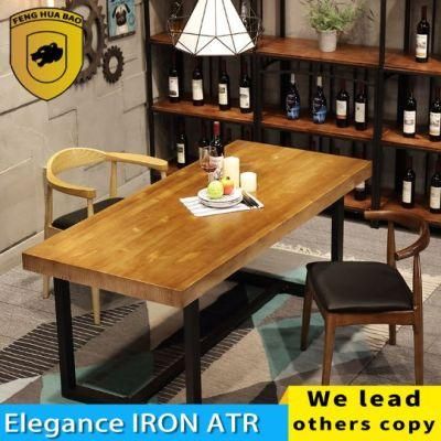 American Loft Iron Solid Wood Household Dining Table Coffee Shop Table Dessert Shop Modern Simple Dining Table Dining Room Furniture